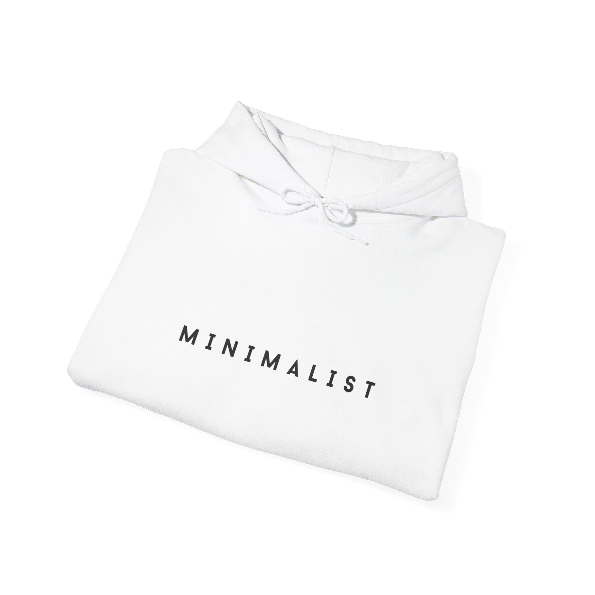 Minimalist Hoodie — Clean White 'MINIMALIST' Graphic Hooded Sweatshirt