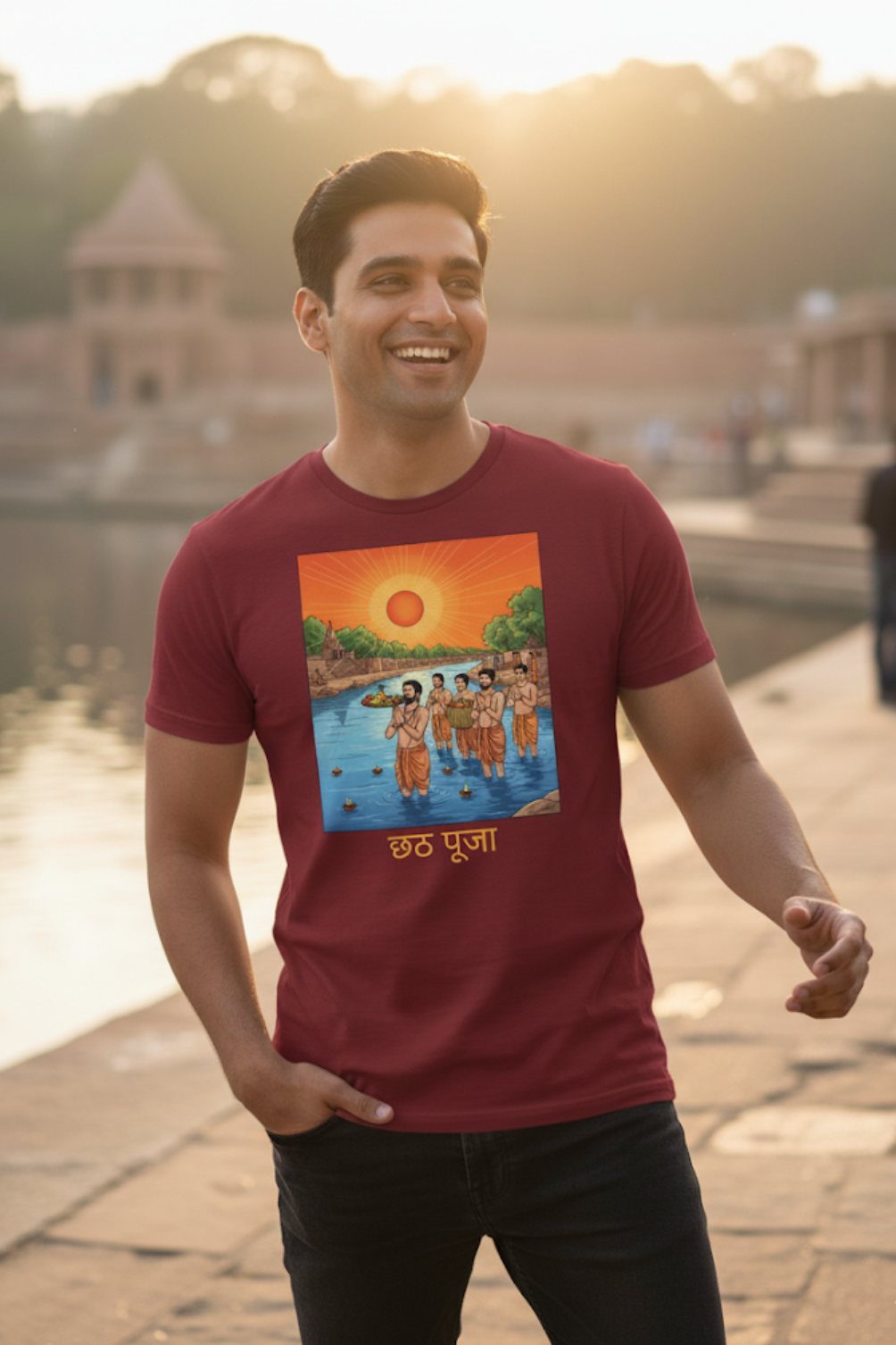 Unisex Men's Traditional Sun Worship Graphic Classic Crew T-Shirt