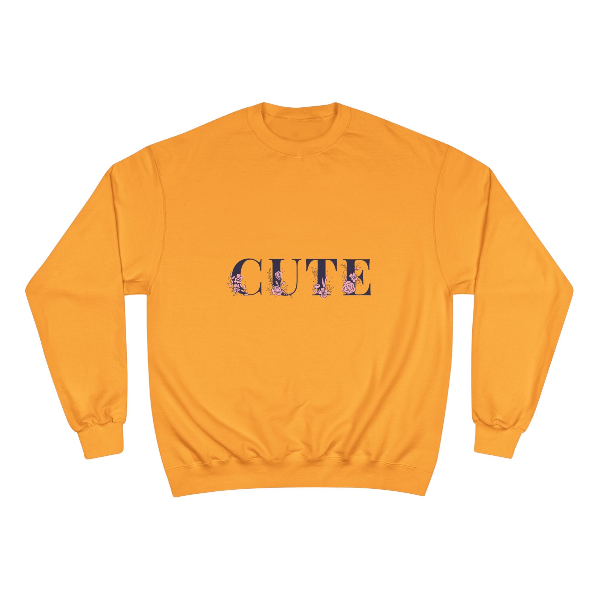Cute Floral Sweatshirt — 'CUTE' Script Cozy Pullover for Women & Teens