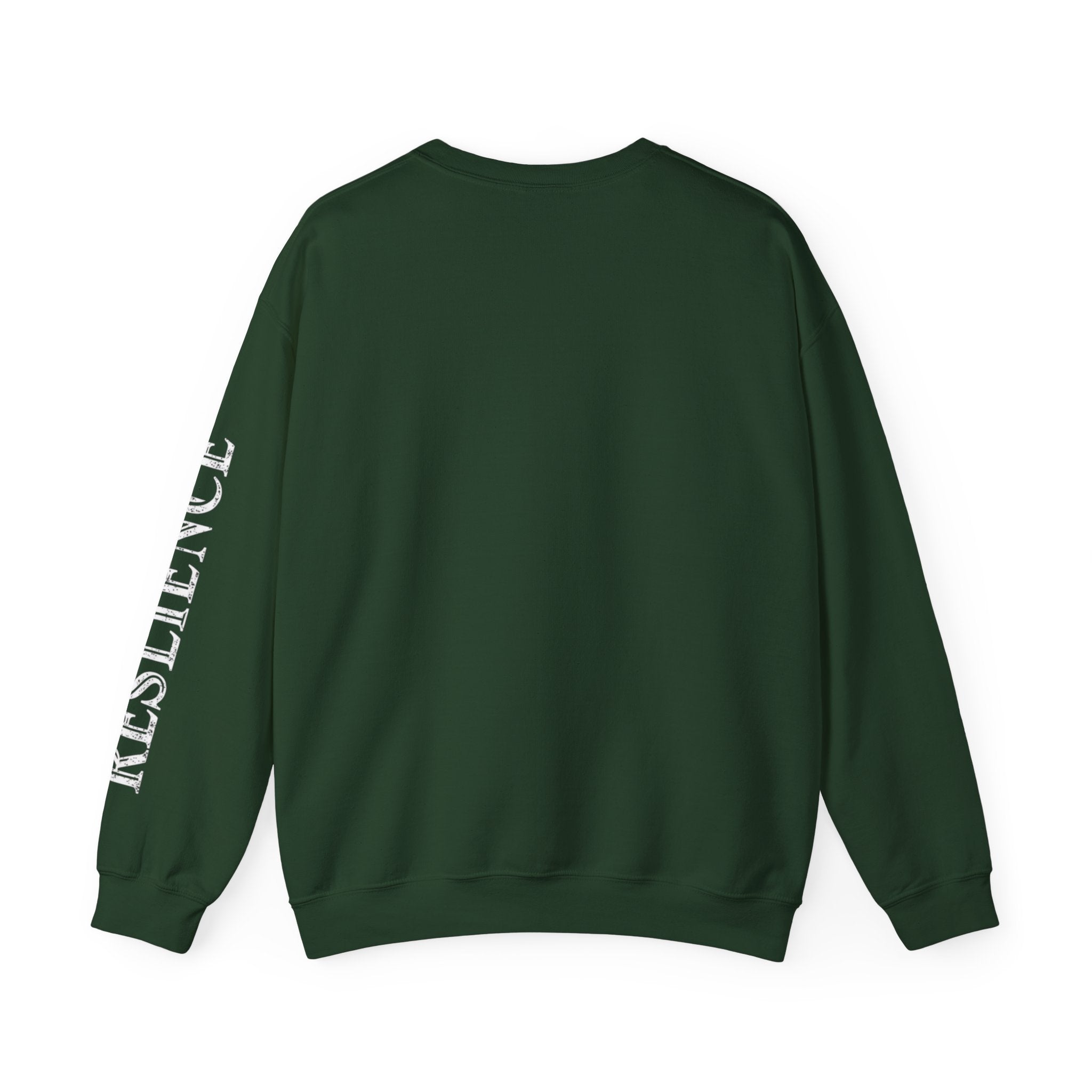 White Minimal Crewneck Sweatshirt — Subtle Sleeve Text Casual Pullover