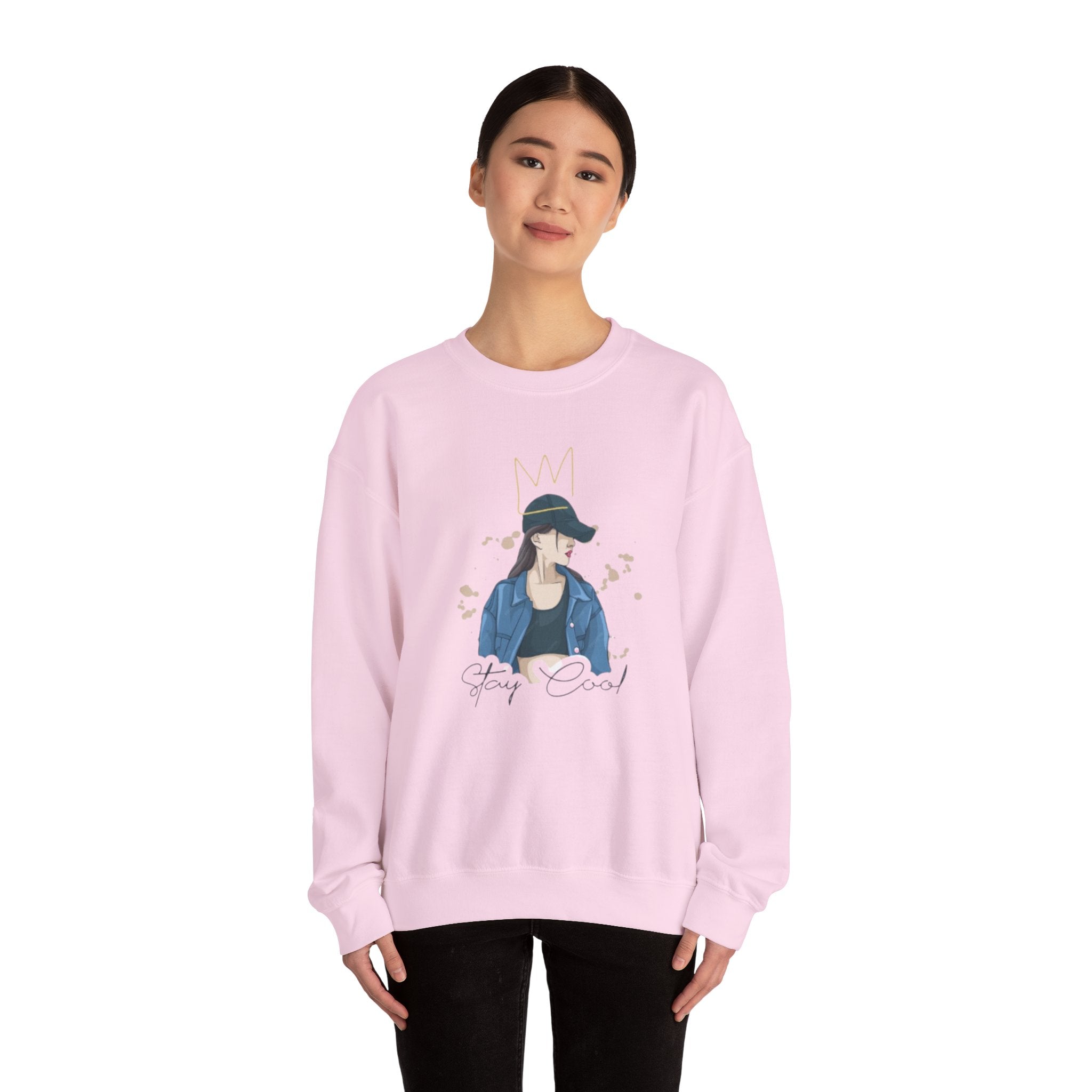 Stay Cool Girl Sweatshirt — Casual Graphic Crewneck for Teens & Young Women