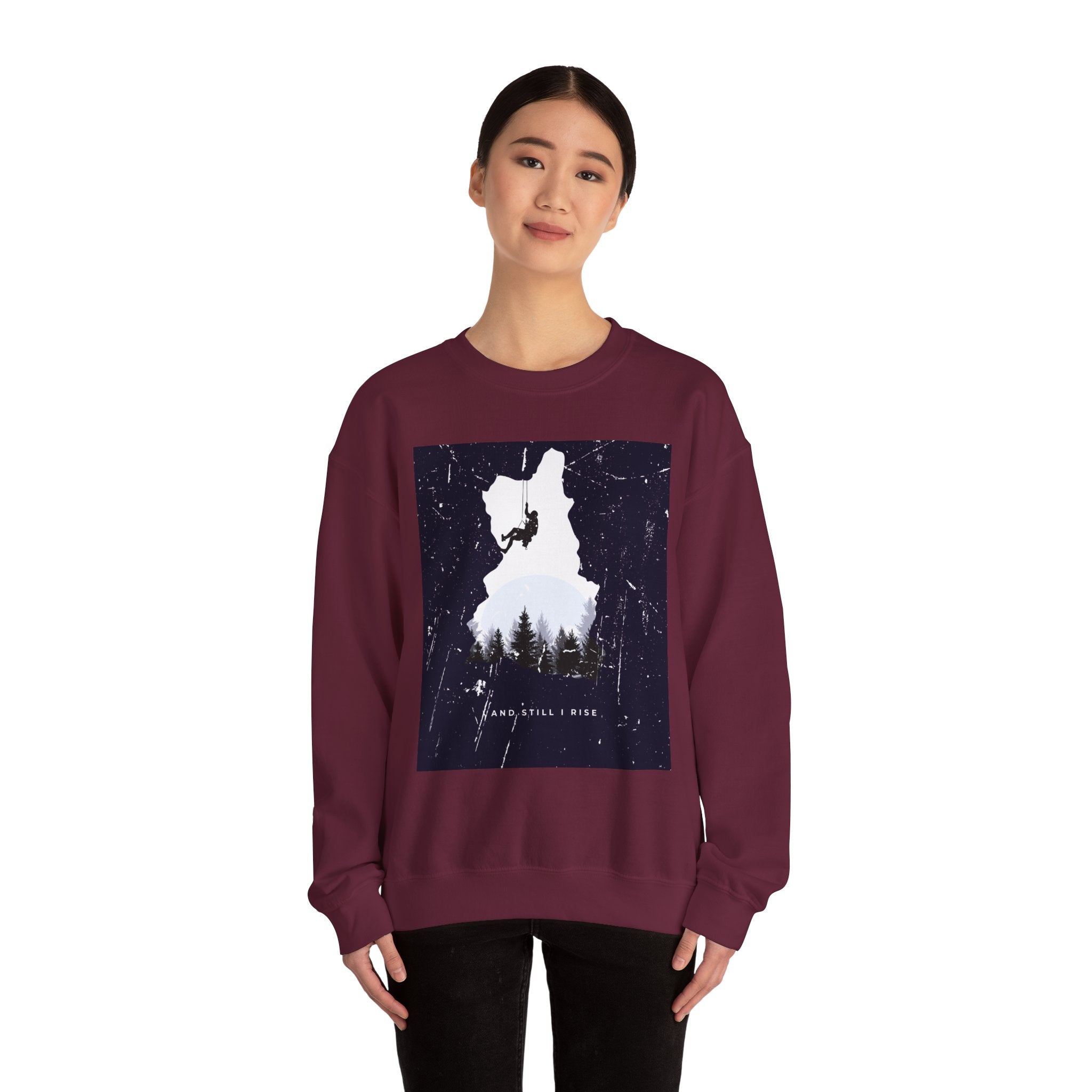 Climbing Silhouette Crewneck Sweatshirt — “Climb. Chill. Repeat.” Mountain Graphic