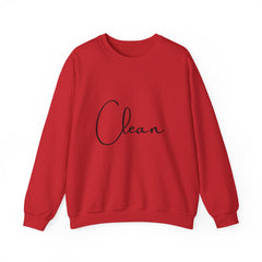 Crewneck Sweatshirt - "Clean" Minimal Script Graphic, Cozy Casual Pullover for Everyday Wear