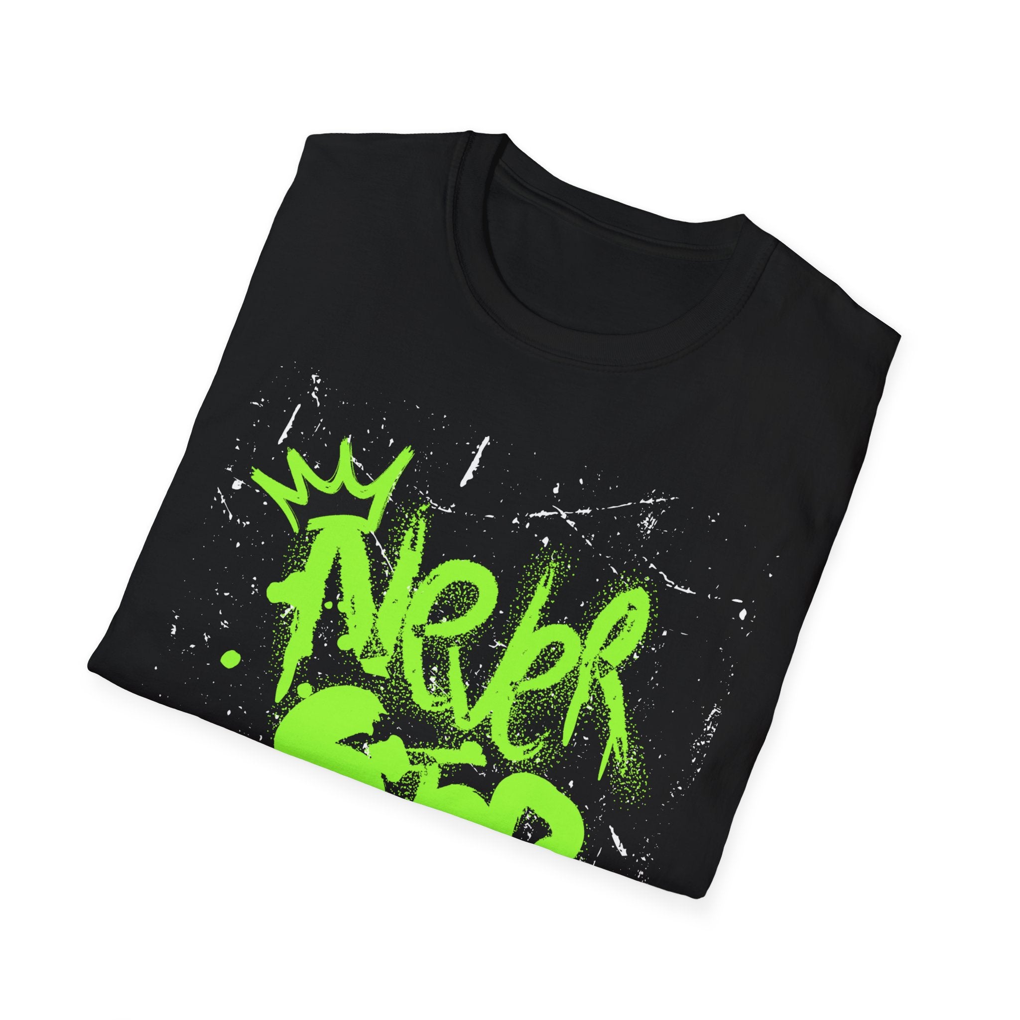 Never Stop Graffiti T-Shirt — Neon Green Street Art Tee