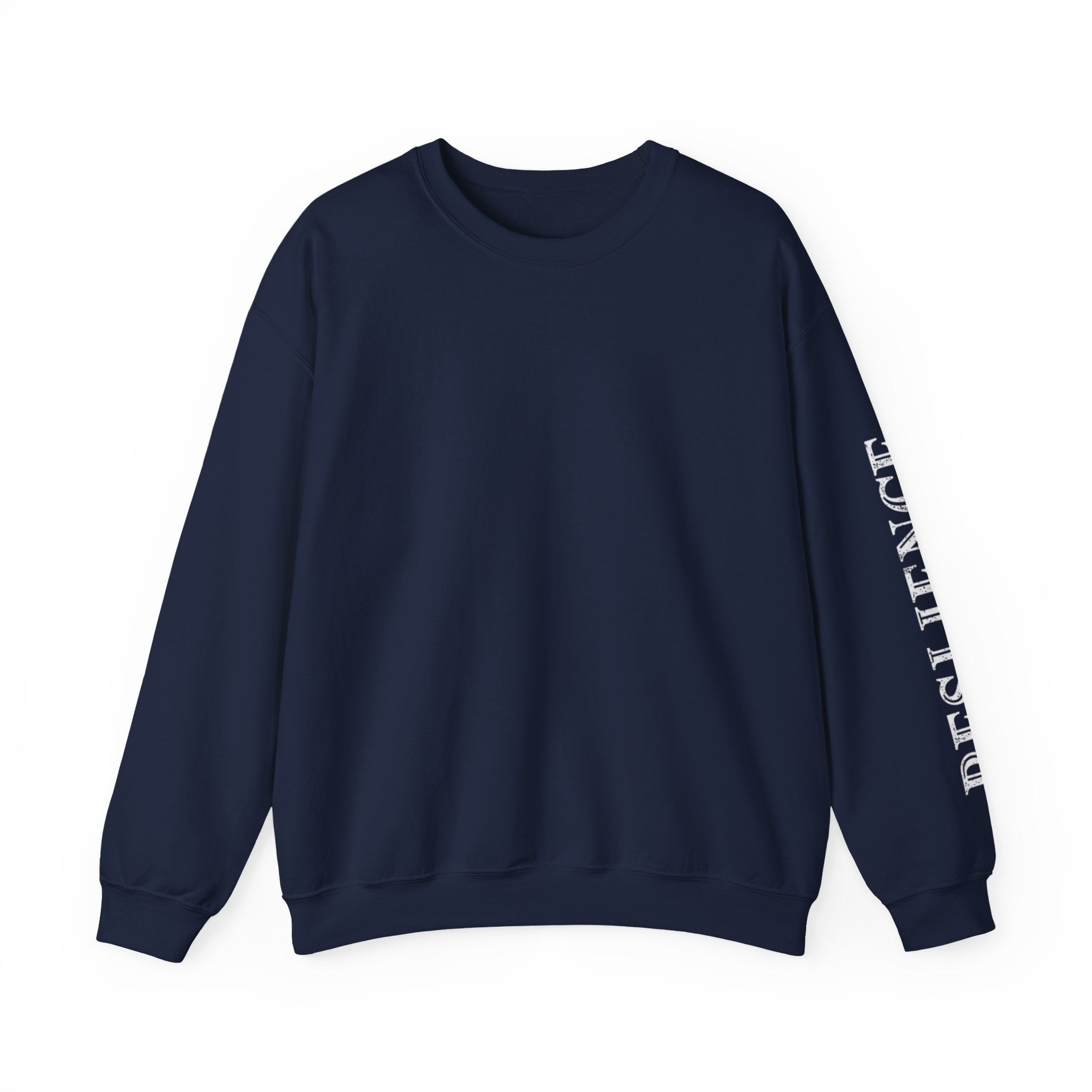 White Minimal Crewneck Sweatshirt — Subtle Sleeve Text Casual Pullover
