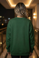 Women's Bottle Green Gingerbread Man and Star Cookies Oversized Sweatshirt