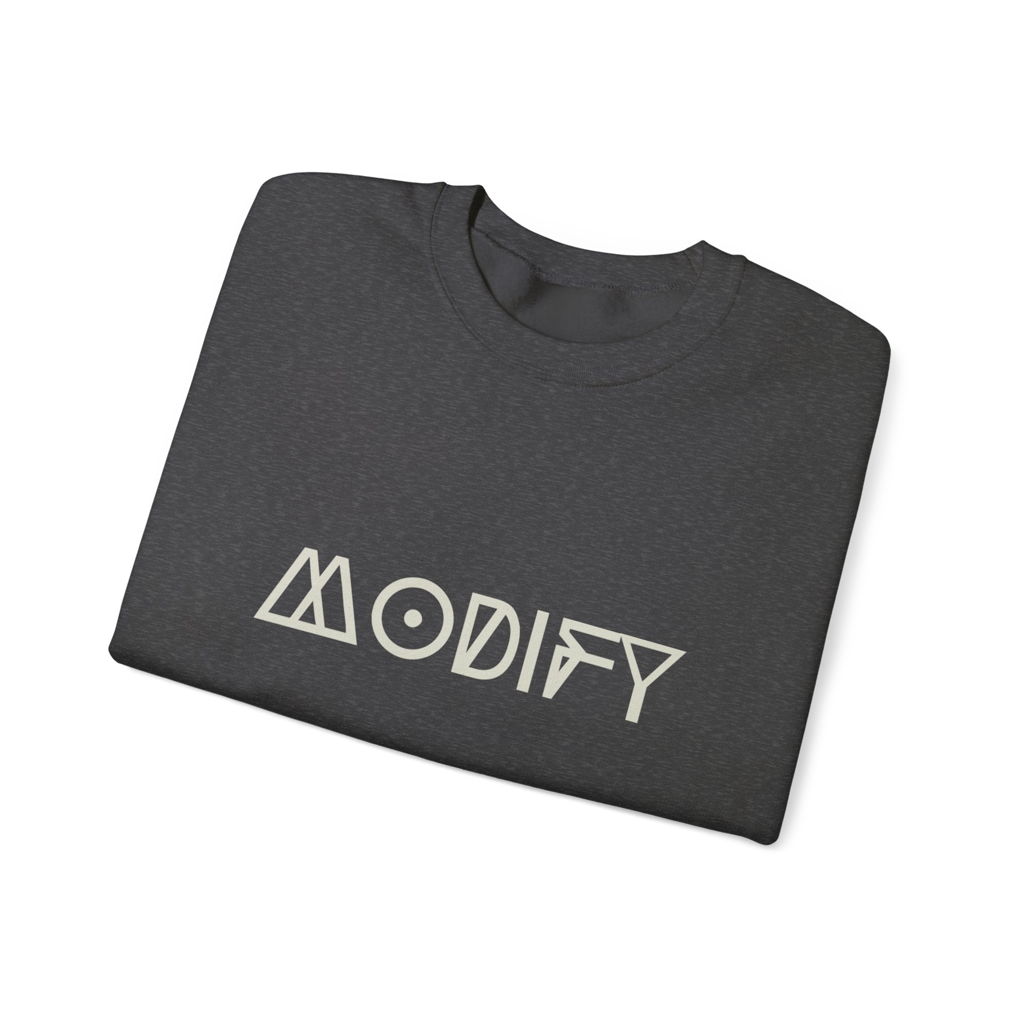Modify Crewneck Sweatshirt — Minimalist Geometric 'MODIFY' Logo Pullover