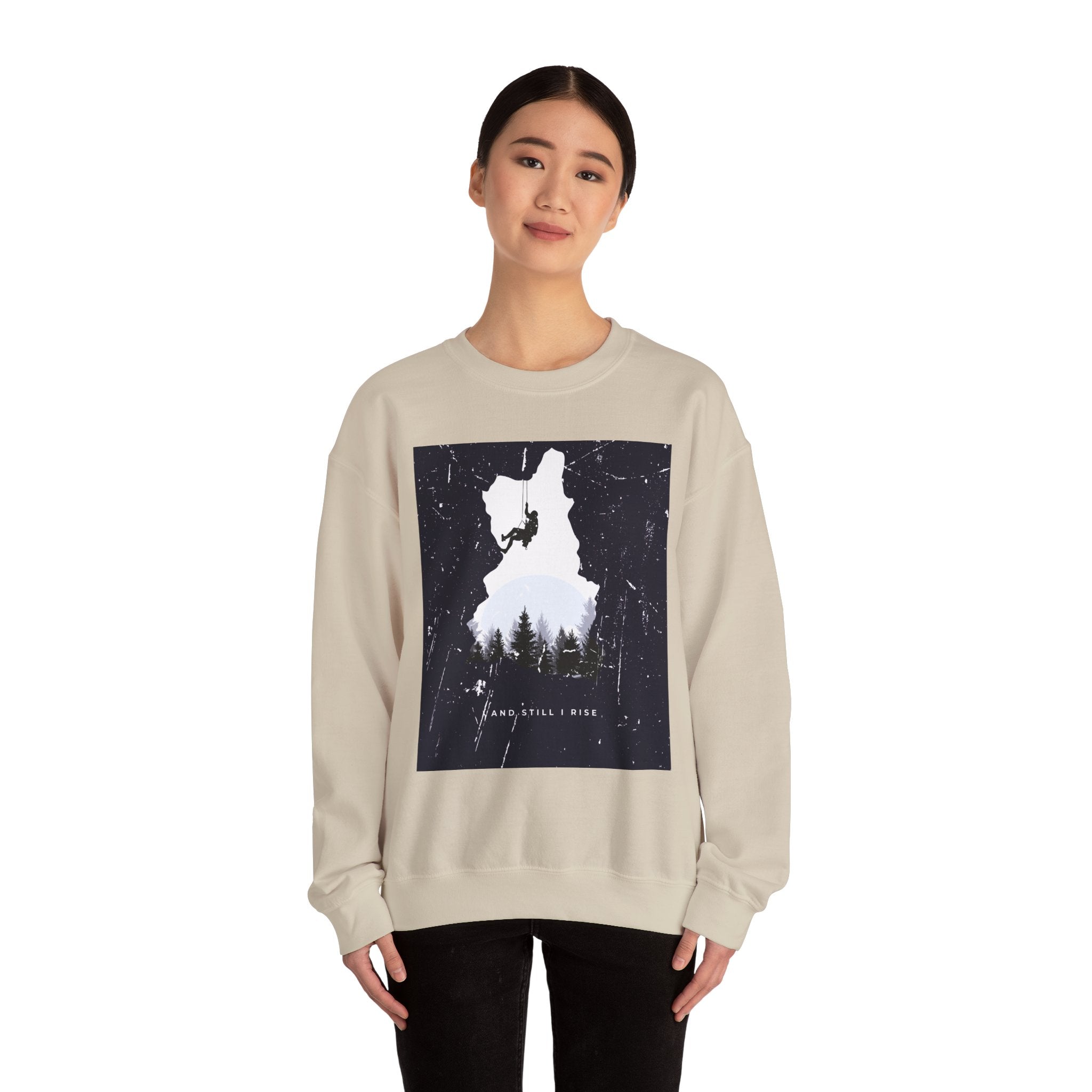 Climbing Silhouette Crewneck Sweatshirt — “Climb. Chill. Repeat.” Mountain Graphic