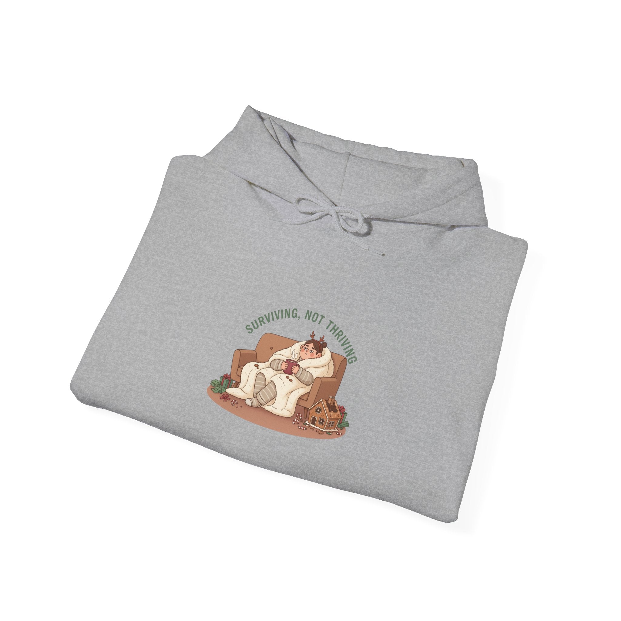 festive but tired hoodie | holiday burnout meme, tired Santa quote