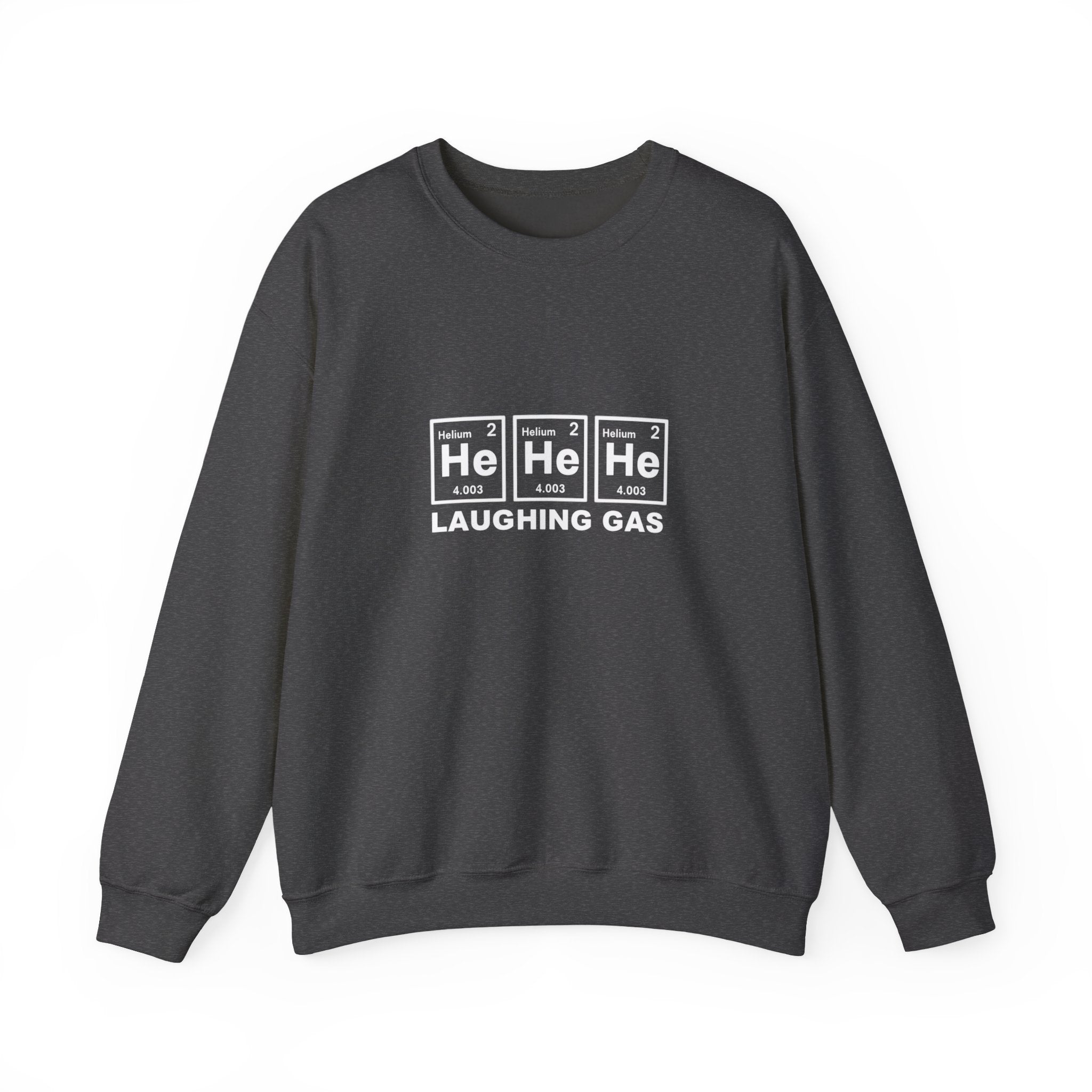 Laughing Gas Crewneck Sweatshirt — He He He Chemical Element Design