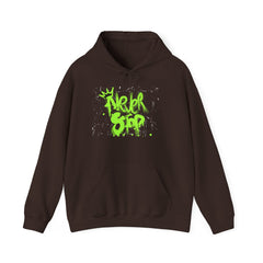 'Never Stop' Graffiti Hoodie - Neon Green Streetwear Pullover