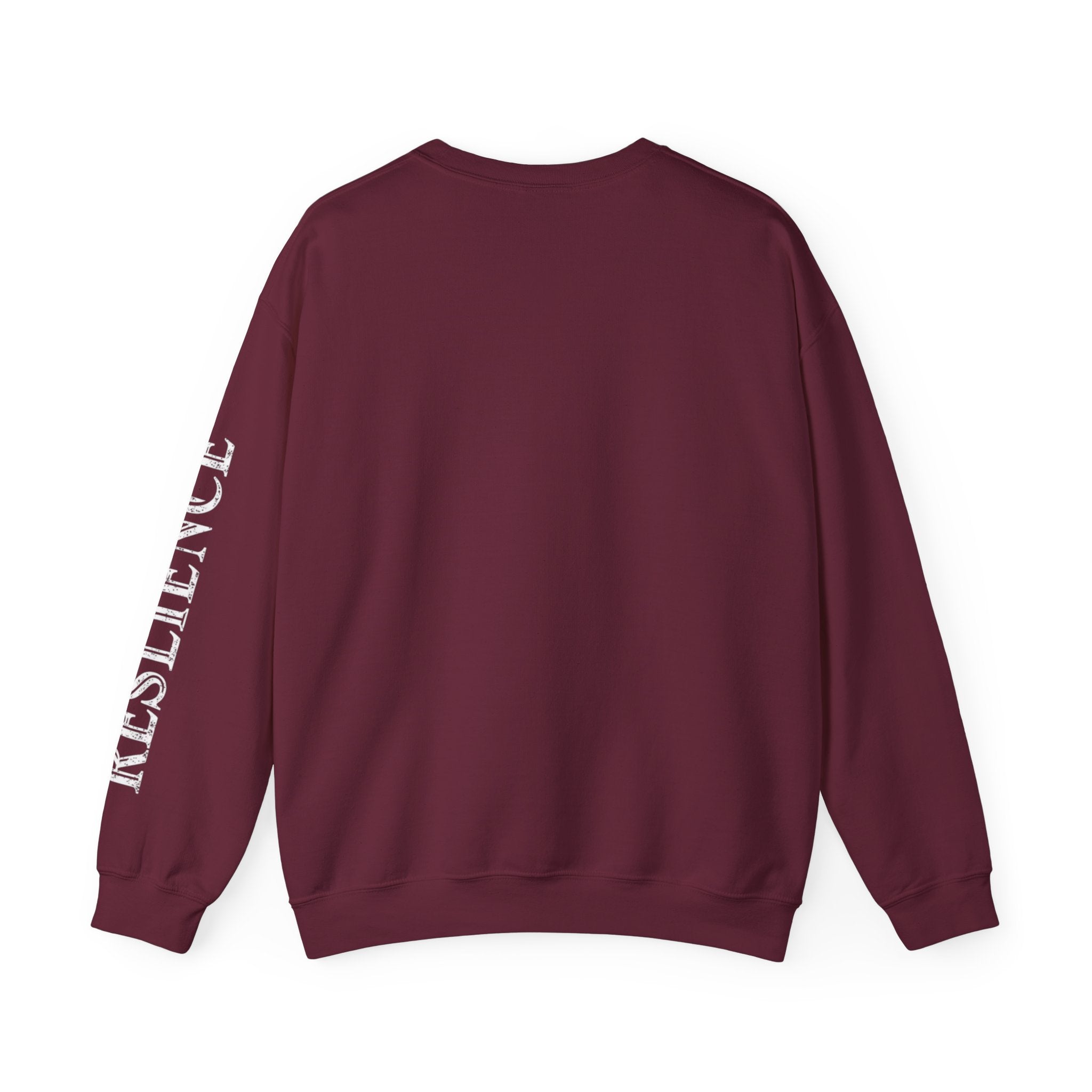 White Minimal Crewneck Sweatshirt — Subtle Sleeve Text Casual Pullover