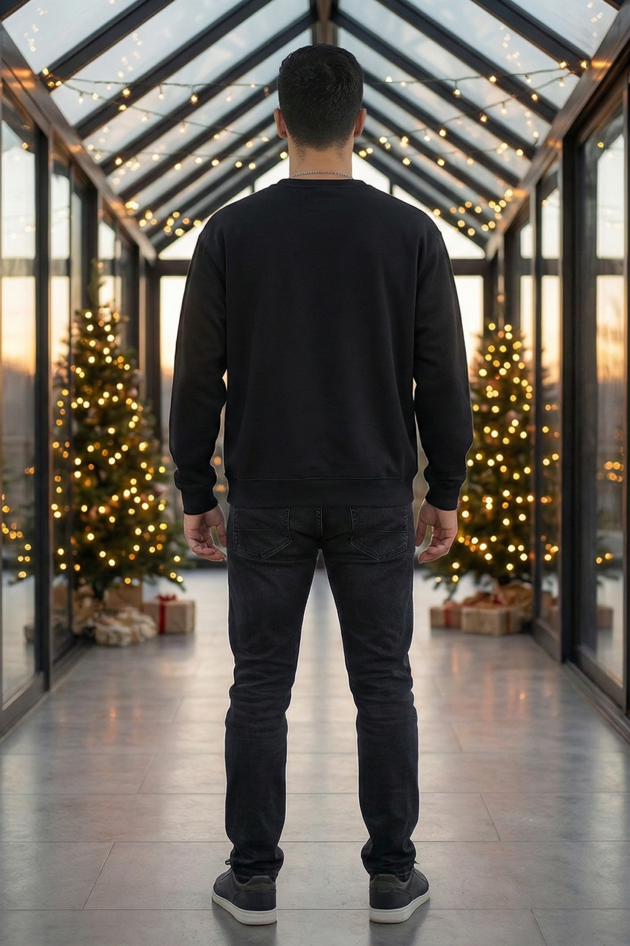 Unisex Black Retro Holiday Icons "Merry Christmas" Oversized Sweatshirt