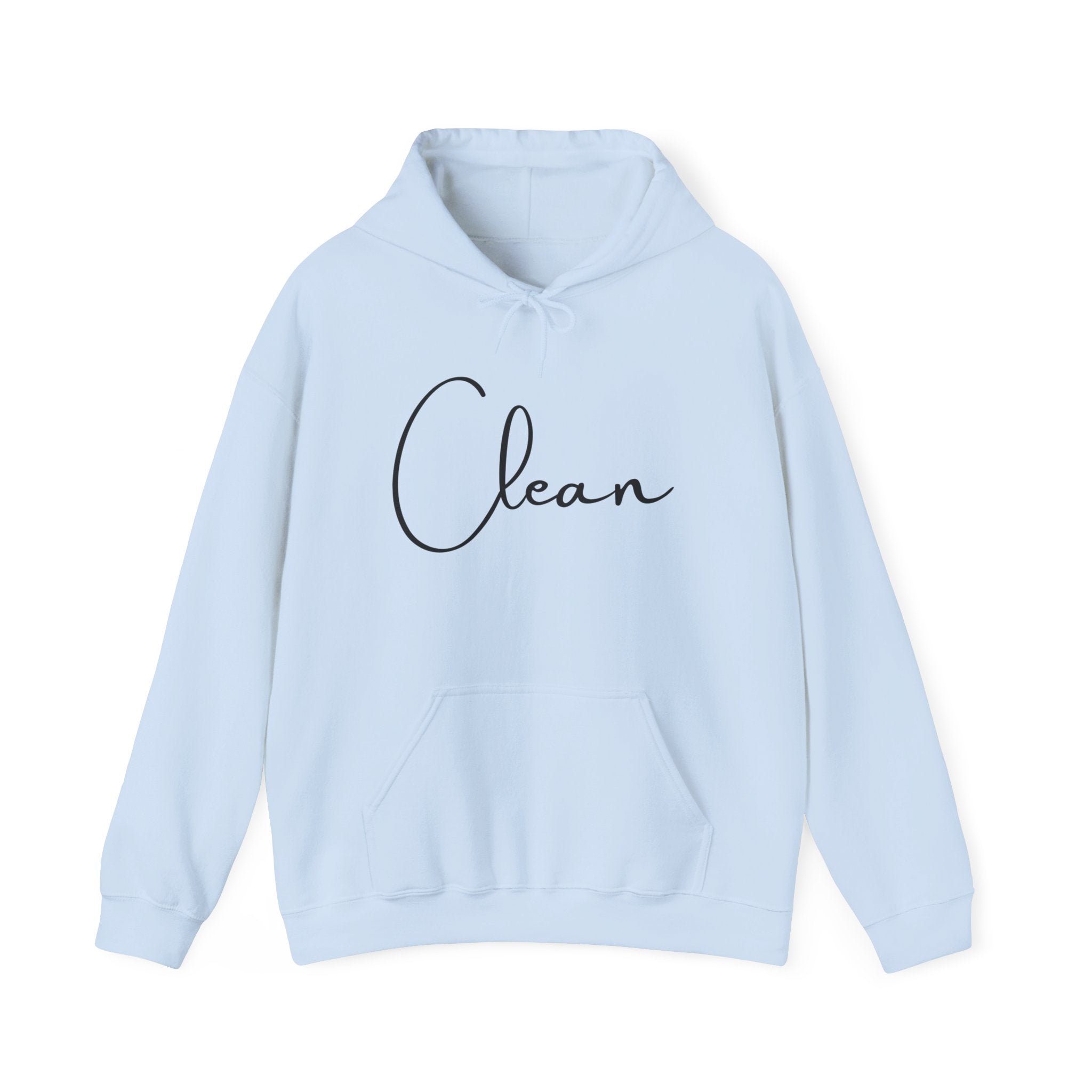 Clean Script Hoodie — Minimalist White Hooded Sweatshirt