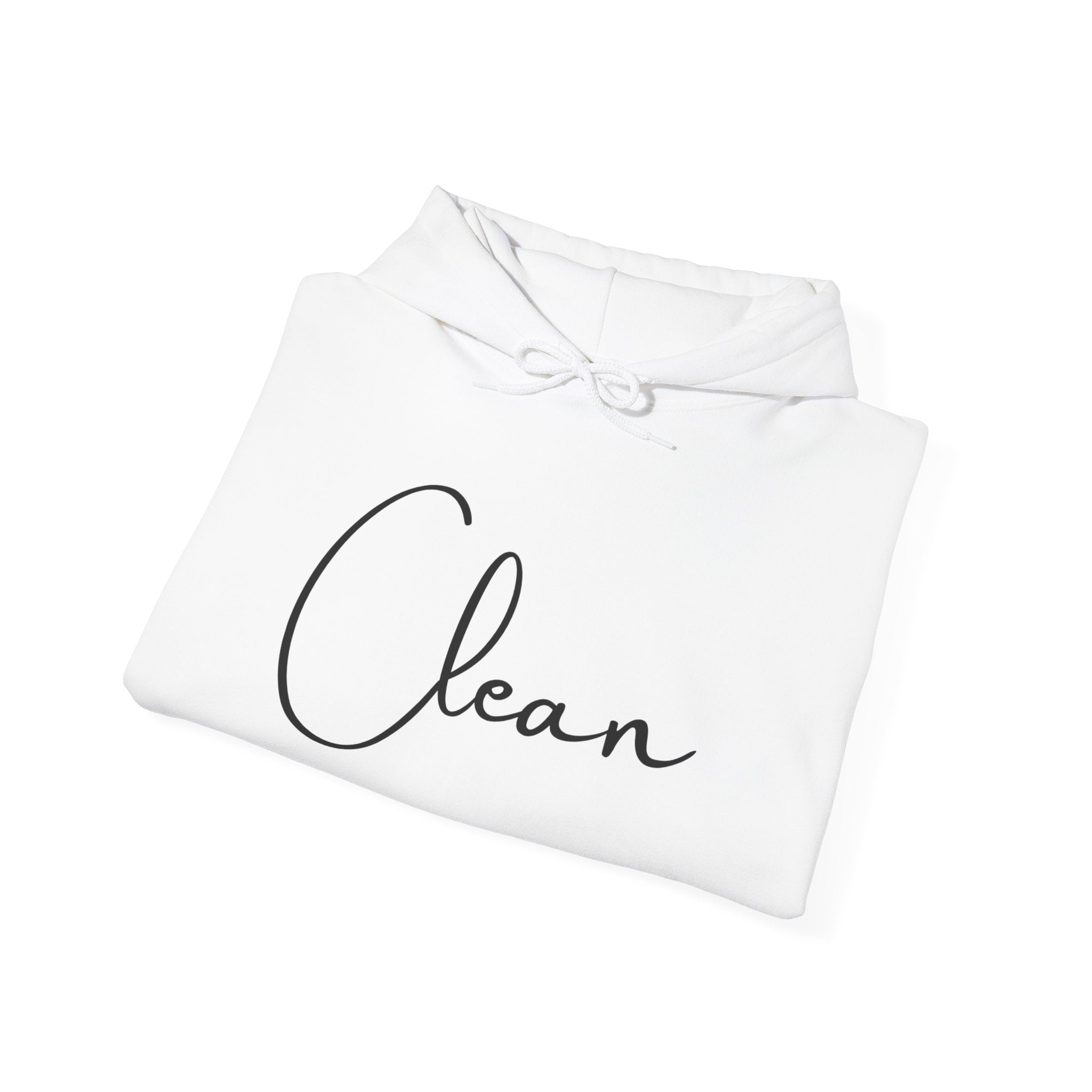 Clean Script Hoodie — Minimalist White Hooded Sweatshirt