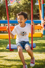 Boys White Round Neck Half Sleeve Game Controller T-shirt