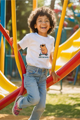 Boys White Round Neck Half Sleeve Be Cool T-shirt