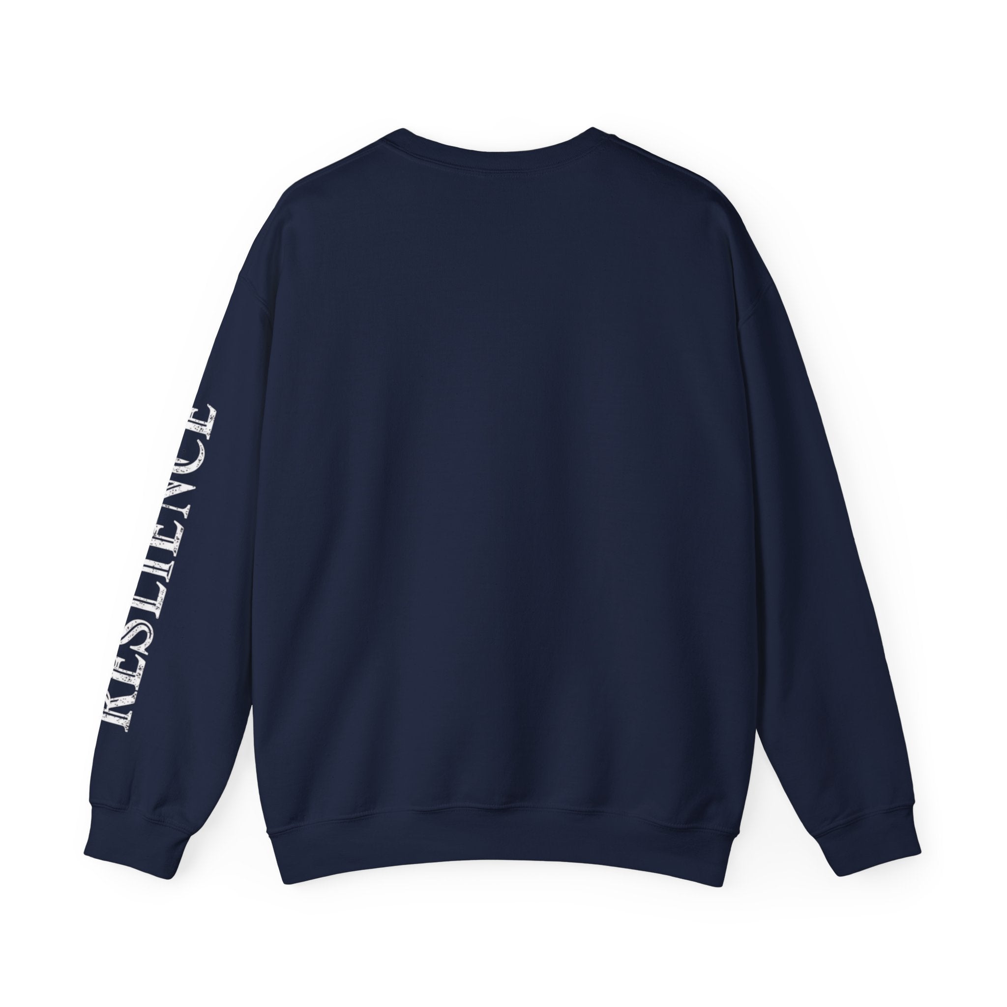 White Minimal Crewneck Sweatshirt — Subtle Sleeve Text Casual Pullover