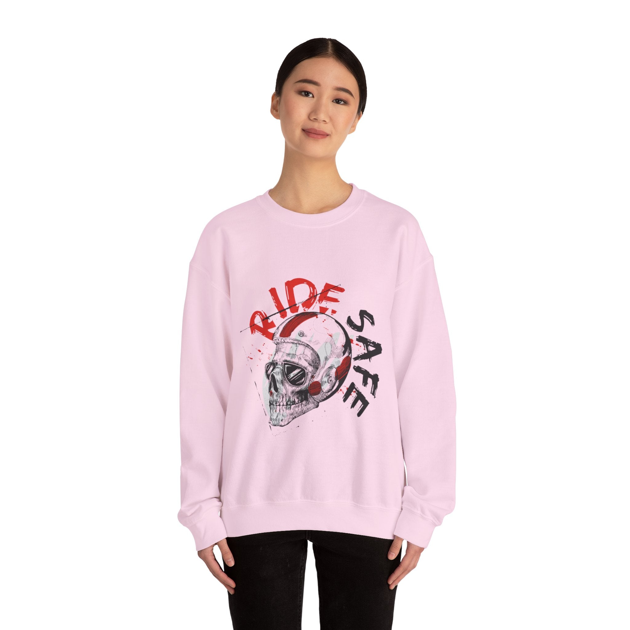Ride Safe Skull Sweatshirt – Motorcycle Helmet Graphic Crewneck