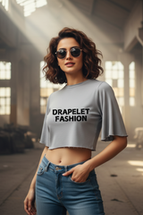 Women's Drapelet Fashion Grey Melange Crop Top