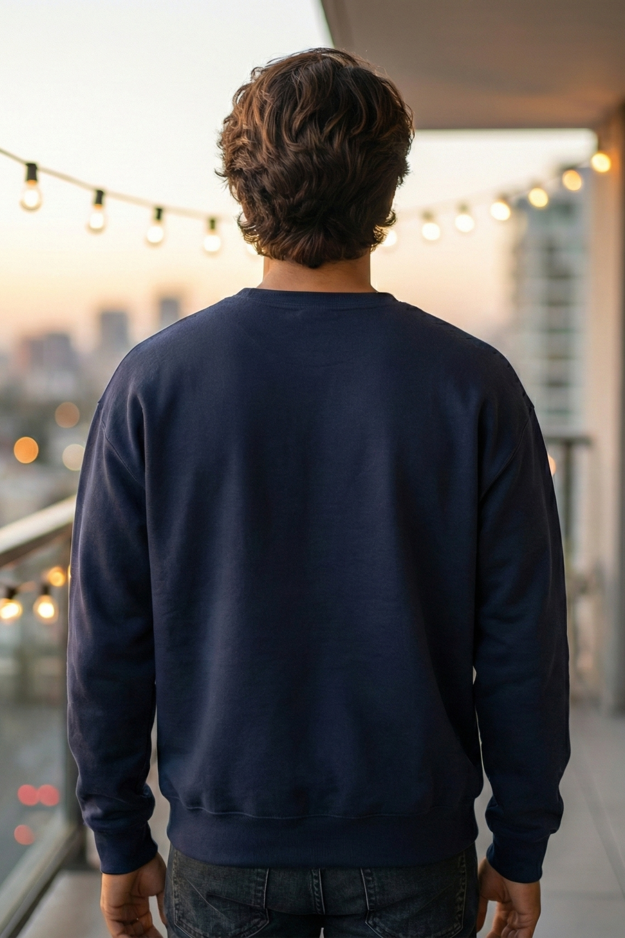 Unisex Navy Blue Retro Holiday Icons "Merry Christmas" Oversized Sweatshirt