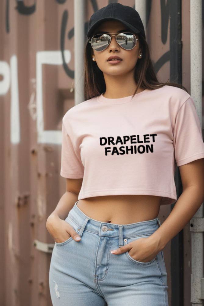 Women's Drapelet Fashion Light Baby Pink Crop Top