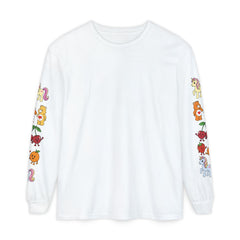 Long Sleeve T‑Shirt — Retro Cute Fruit & Pony Sleeve Print