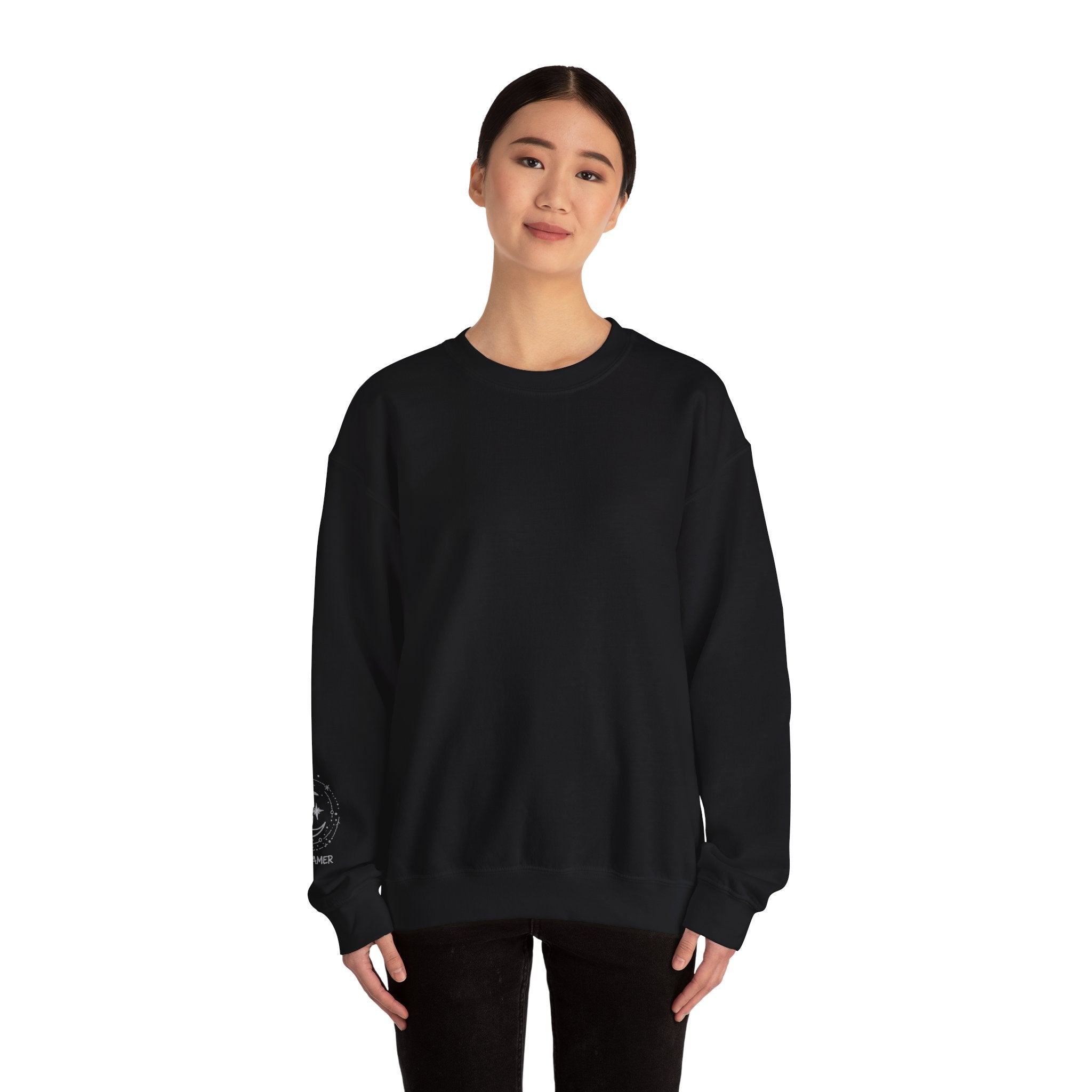 Crewneck Sweatshirt — Minimal Astro Sleeve Graphic
