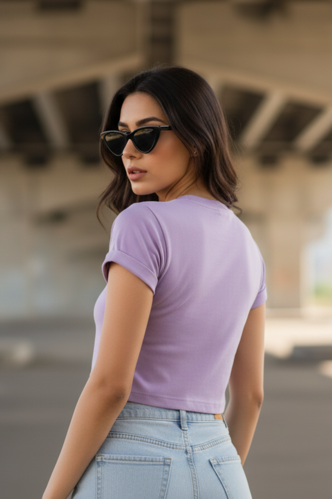 Women's Drapelet Lavendar Crop Top