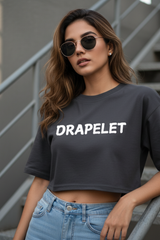 Women's Drapelet Black Crop Top