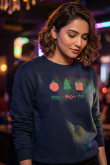 Unisex Navy Blue Retro Holiday Ornament, Tree, and Gift Sweatshirt