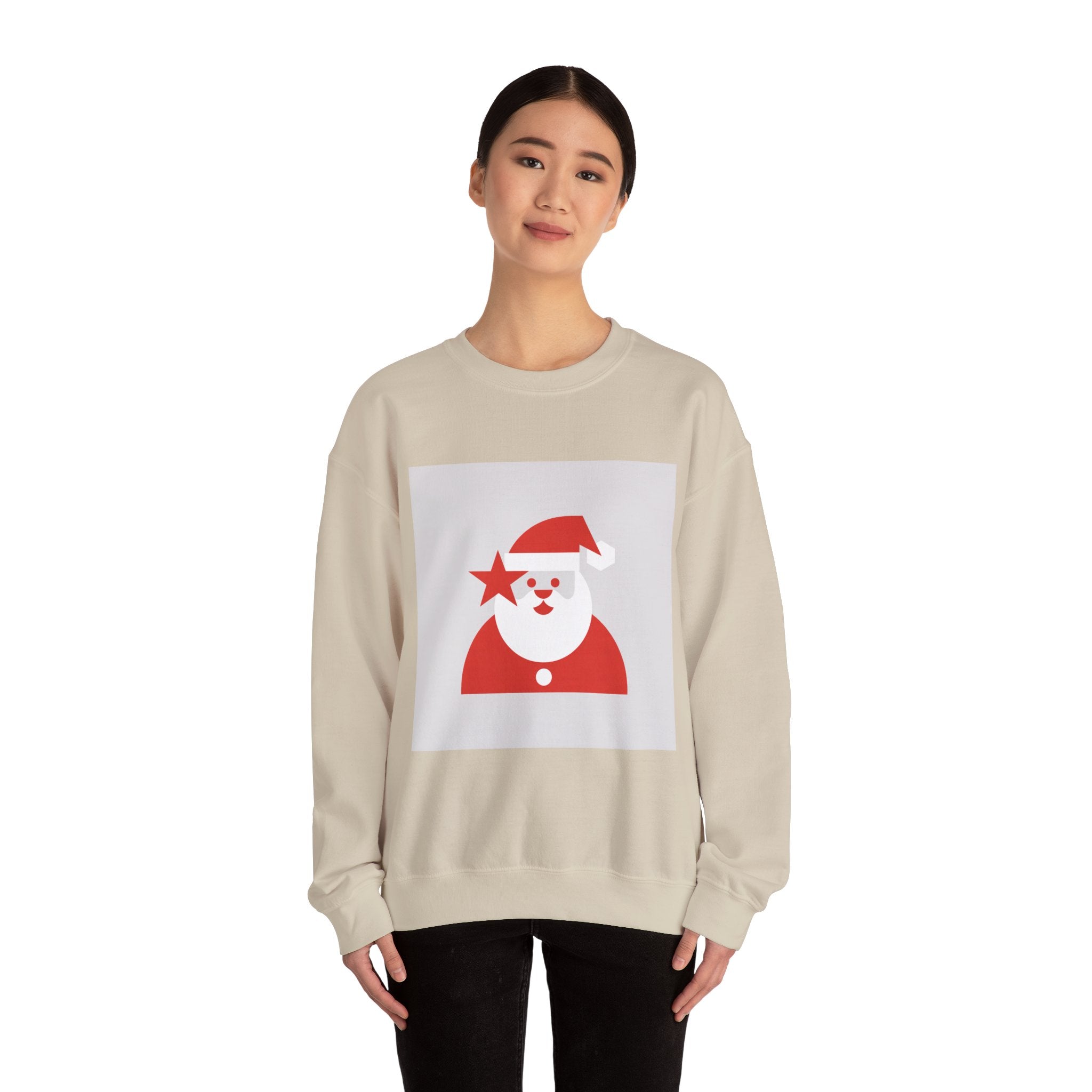 Minimal Santa Graphic Sweatshirt | Modern Santa, Geometric Holiday Crewneck