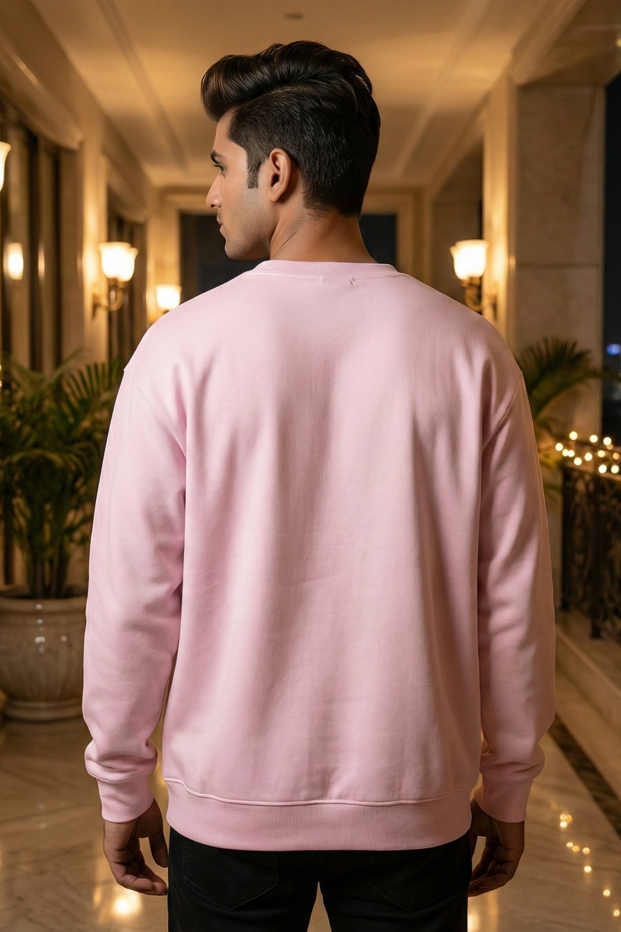 Unisex Light Baby Pink Retro Holiday Icons "Merry Christmas" Oversized Sweatshirt