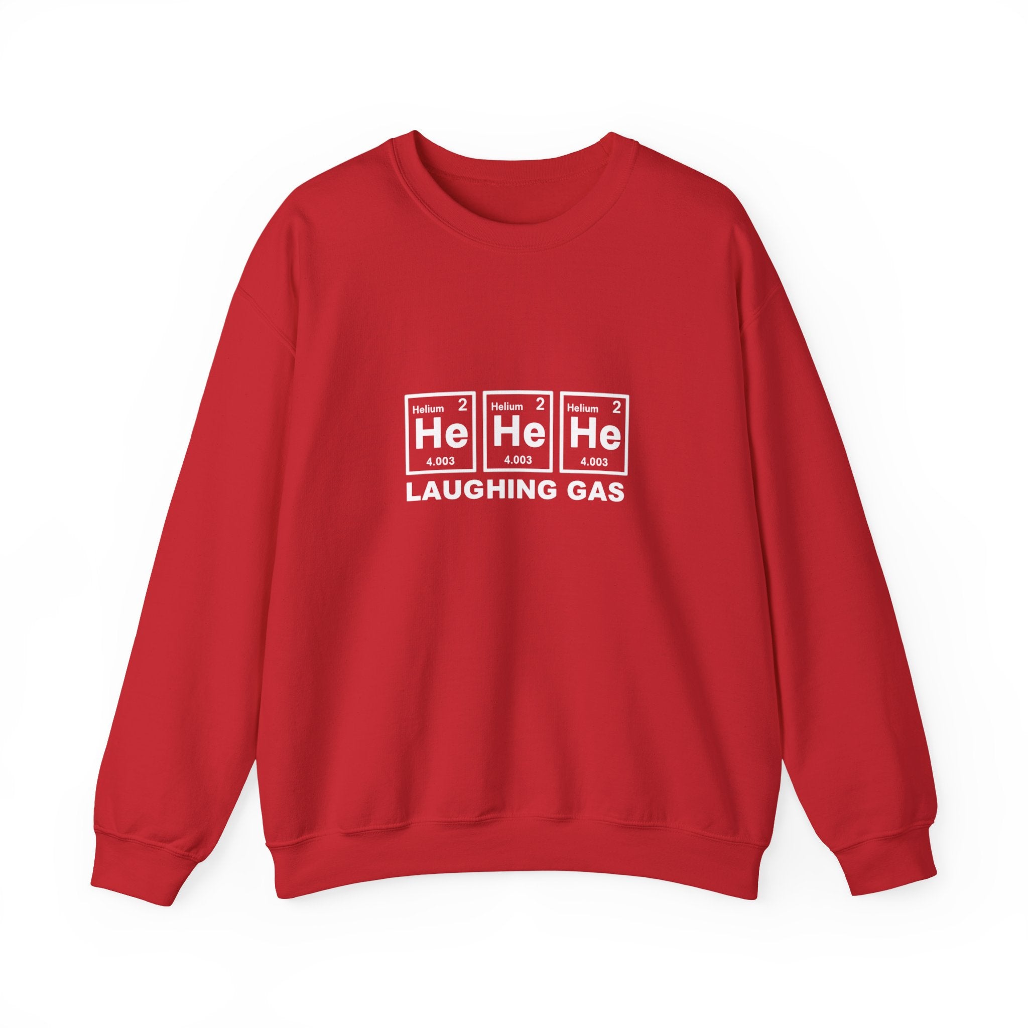 Laughing Gas Crewneck Sweatshirt — He He He Chemical Element Design