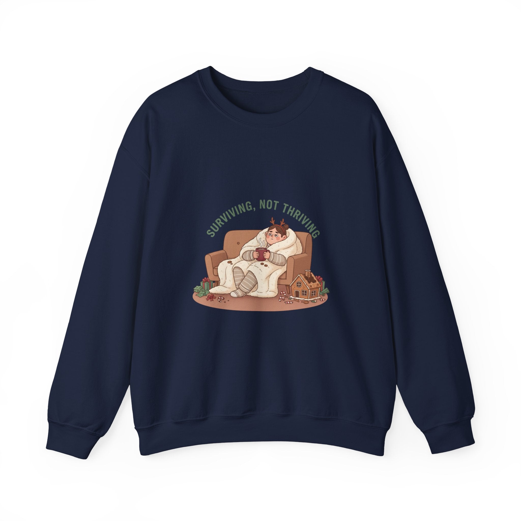 Surviving Not Thriving sweatshirt | Holiday Burnout, festive but tired