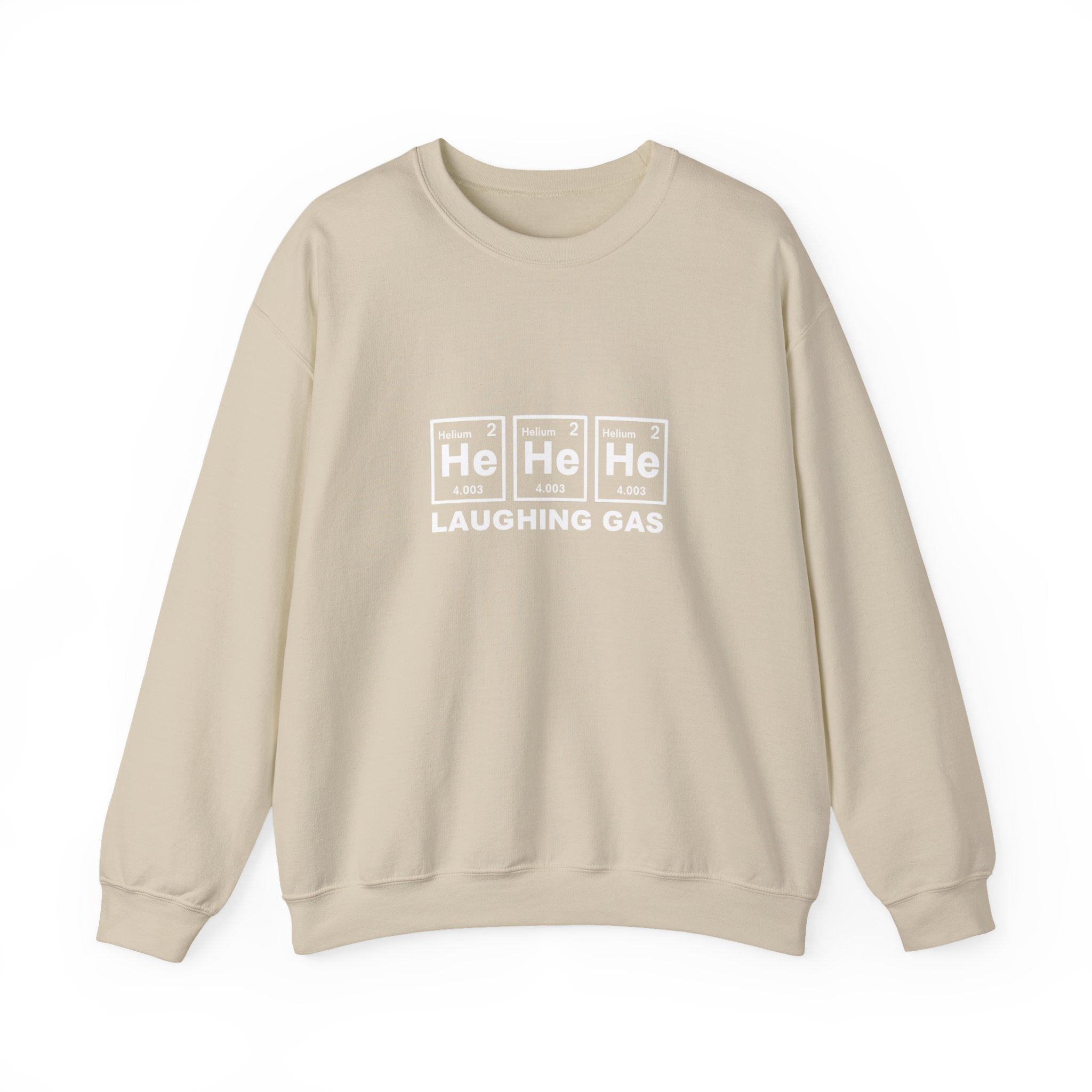 Laughing Gas Crewneck Sweatshirt — He He He Chemical Element Design