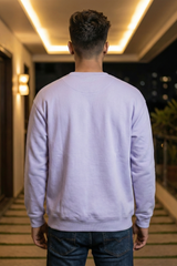 Unisex Lavender Embroidered Santa & Christmas Trees Oversized Sweatshirt