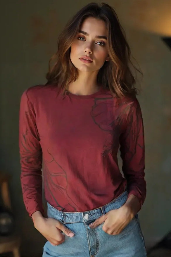 Women's Hibiscus Bloom Print Full Sleeve T-shirt