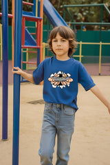 Boys Royal Blue Round Neck Half Sleeve Game Controller T-shirt