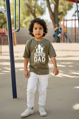 Boys Olive Green Round Neck Half Sleeve Dad Love T-shirt