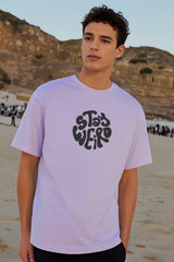 Men's "Stay Weird" Panda Graphic Lavender Classic Crew T-Shirt