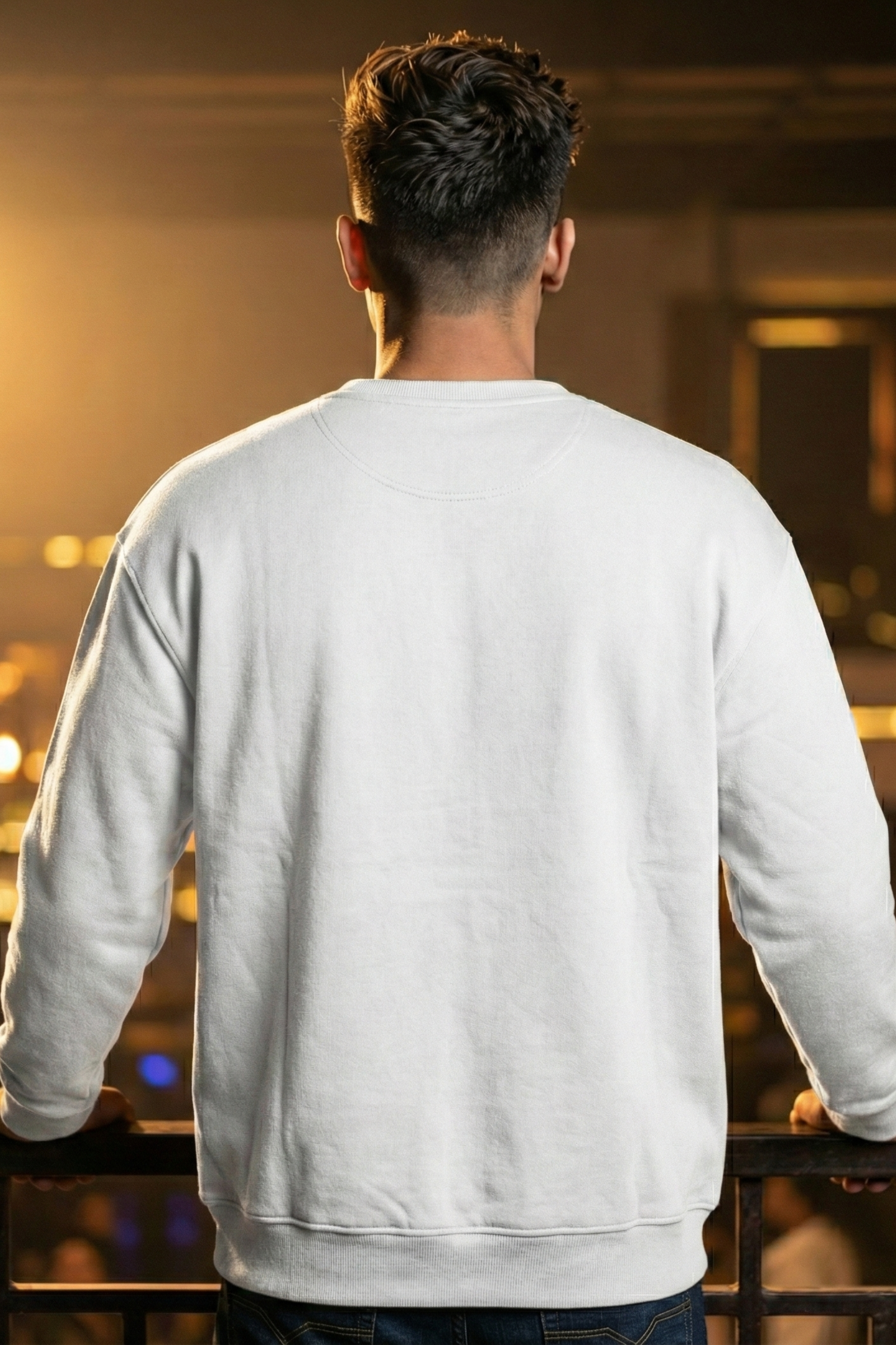 Unisex White Embroidered Santa & Christmas Trees Oversized Sweatshirt