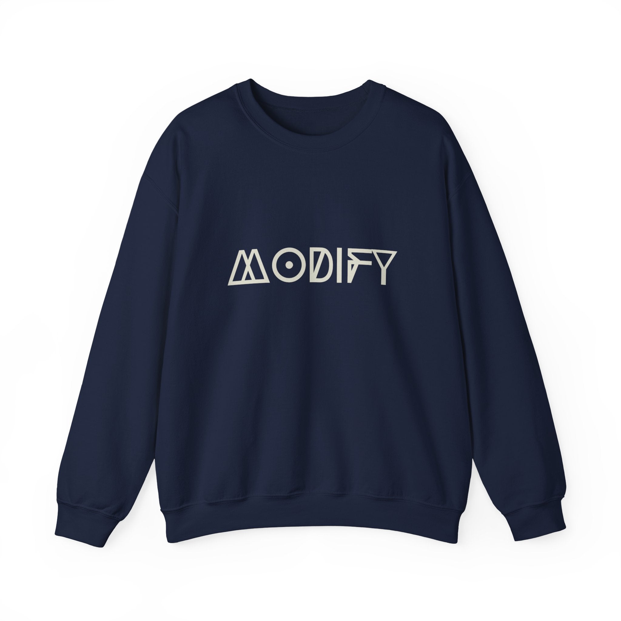 Modify Crewneck Sweatshirt — Minimalist Geometric 'MODIFY' Logo Pullover