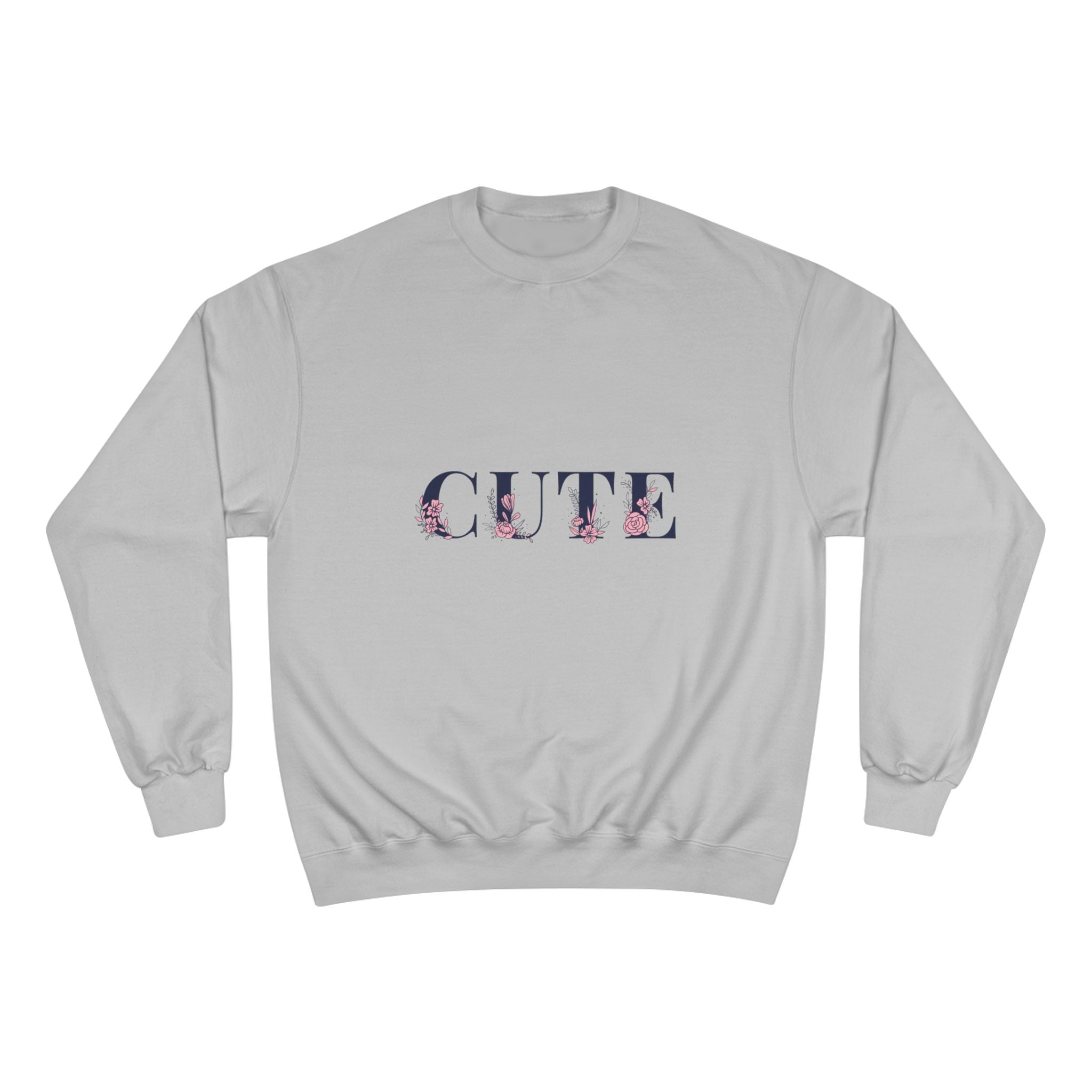 Cute Floral Sweatshirt — 'CUTE' Script Cozy Pullover for Women & Teens