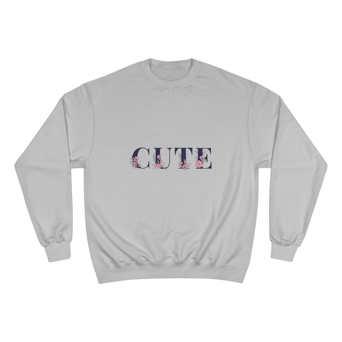 Cute Floral Sweatshirt — 'CUTE' Script Cozy Pullover for Women & Teens