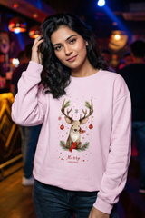 Unisex Light Baby Pink Cozy Forest Green Gradient Holiday Oversized Sweatshirt