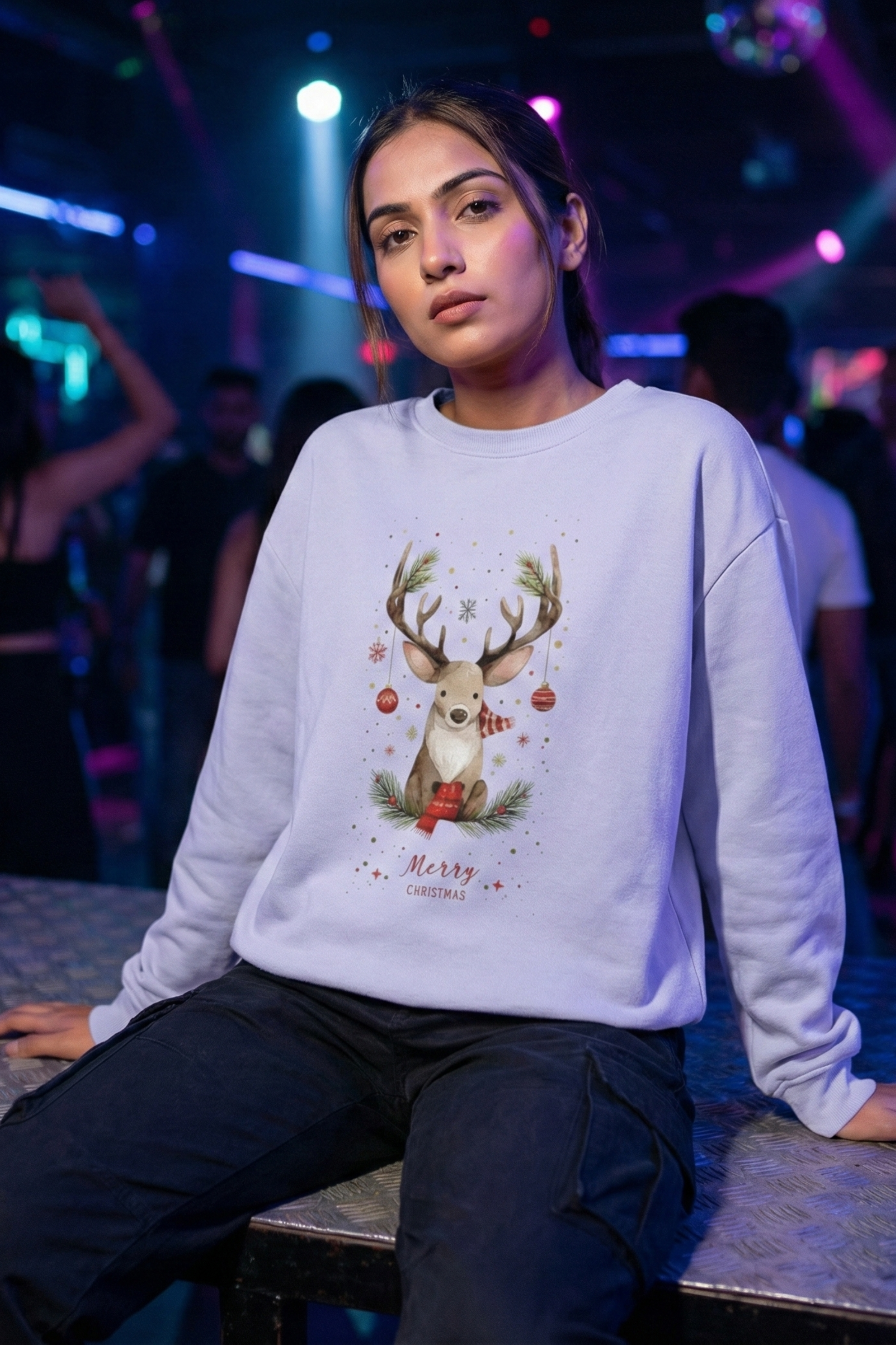 Unisex Lavender Cozy Forest Green Gradient Holiday Oversized Sweatshirt