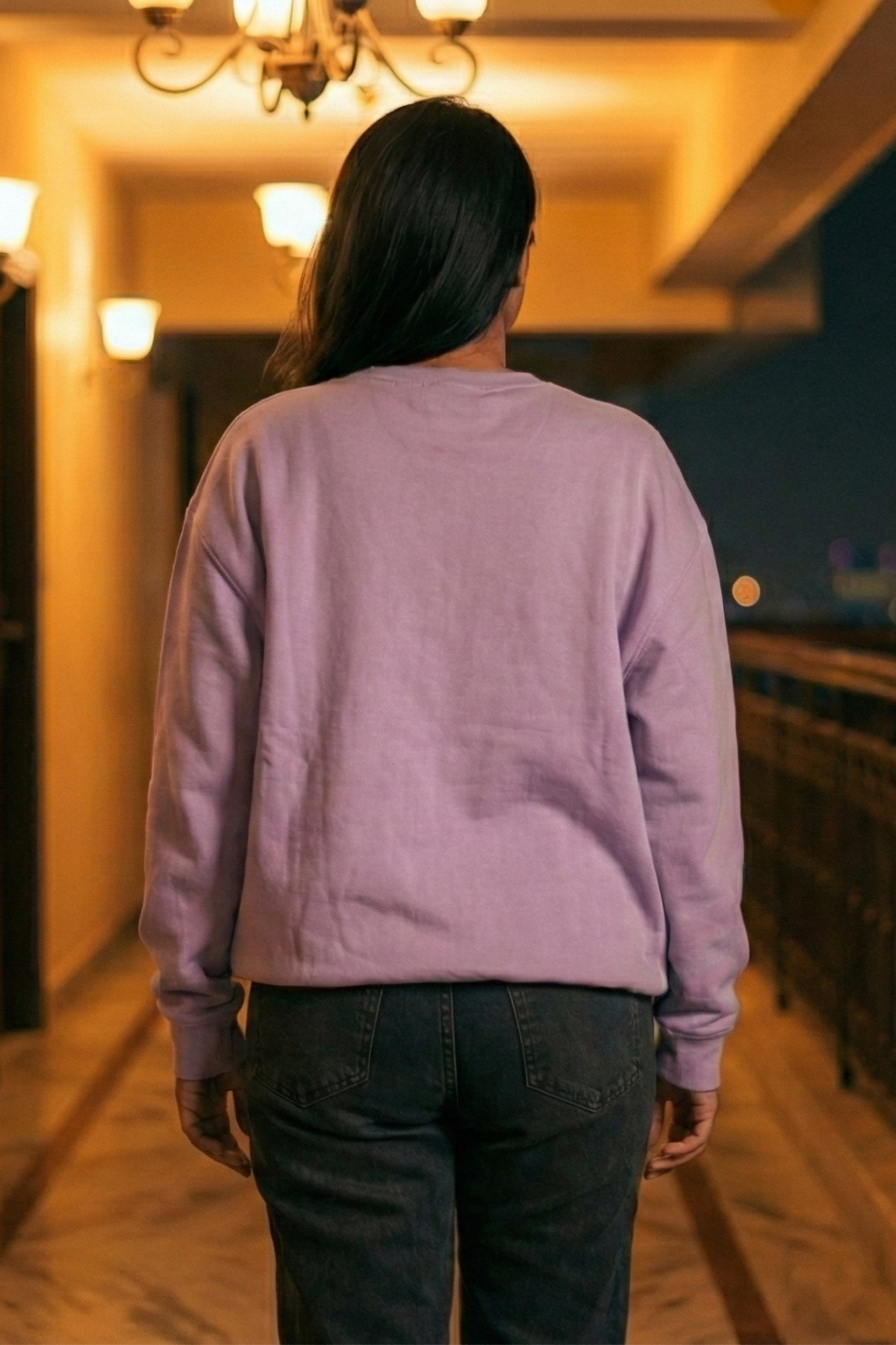 Unisex Lavender Cozy Forest Green Gradient Holiday Oversized Sweatshirt