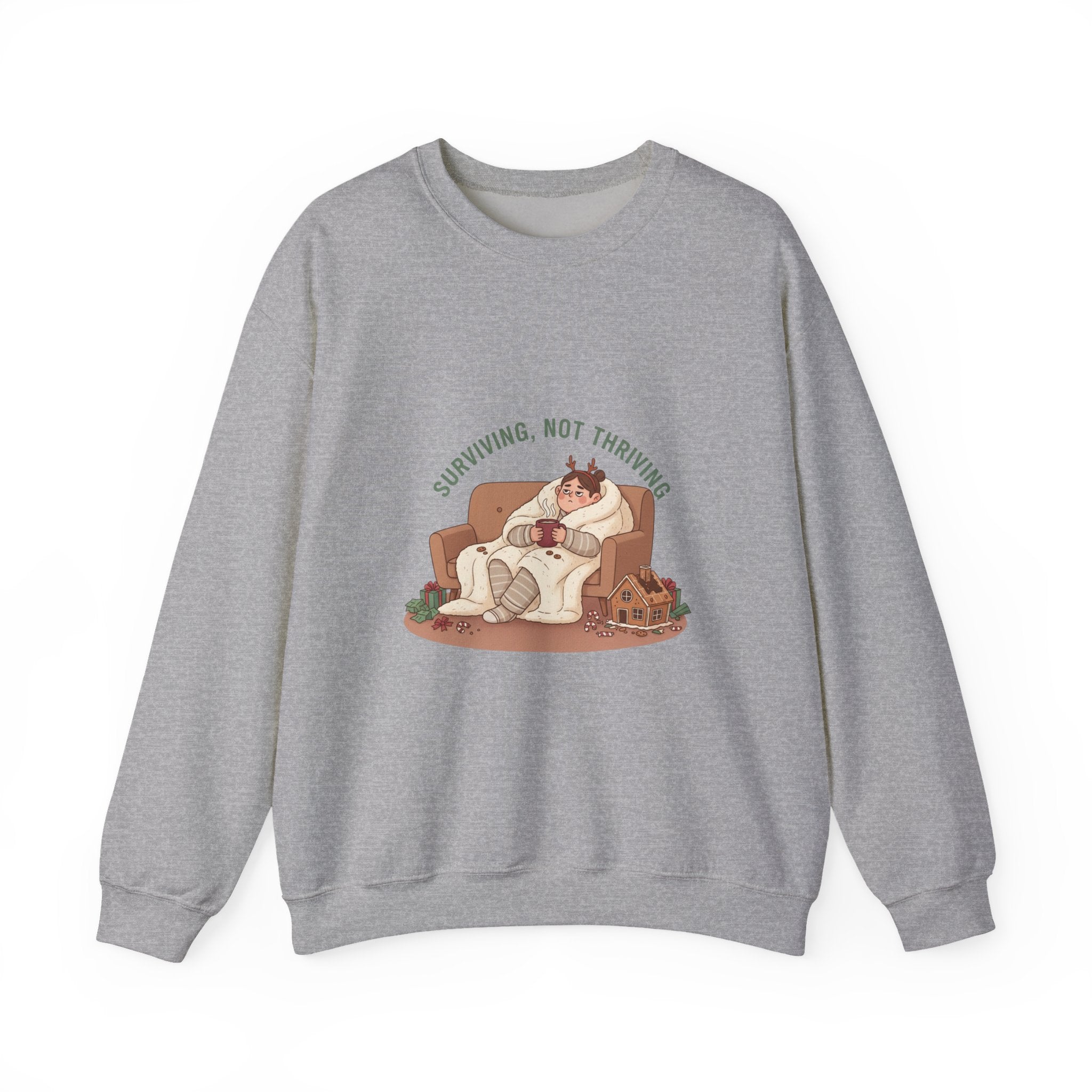 Surviving Not Thriving sweatshirt | Holiday Burnout, festive but tired