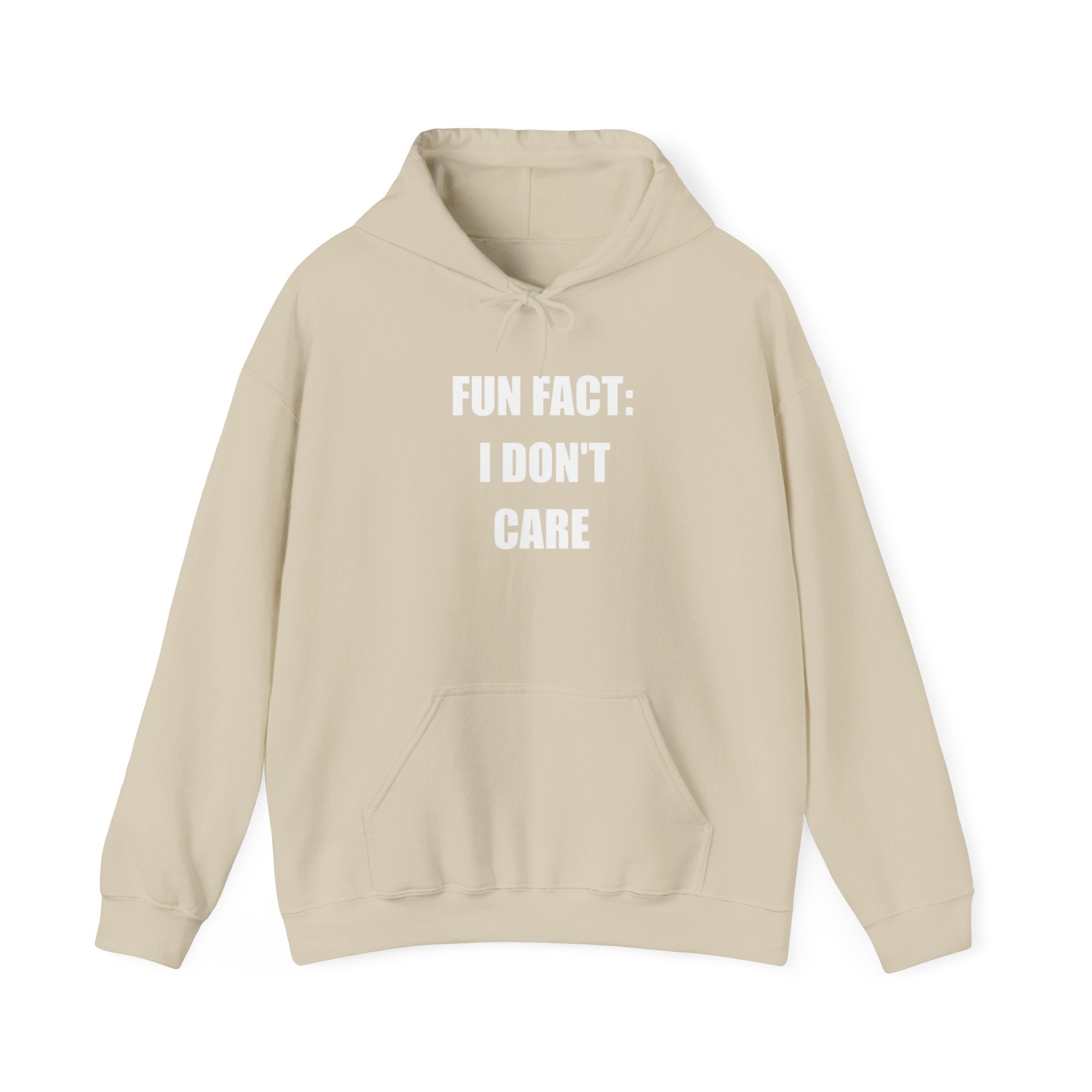Hoodie — "Fun Fact: I Don't Care" Graphic Pullover